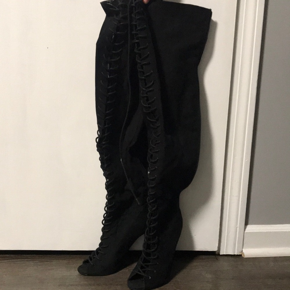 Lace up over the knee boots